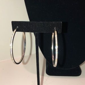 Touchstone Crystal Silver Hoop Earrings